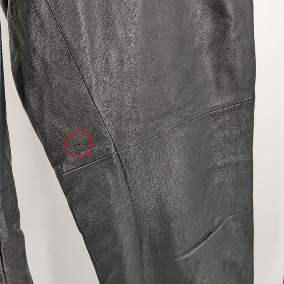 Vintage 90s y2k Leather Pants Bootcut Black Patchwork Zip Front Size 8 - Picture 6 of 9